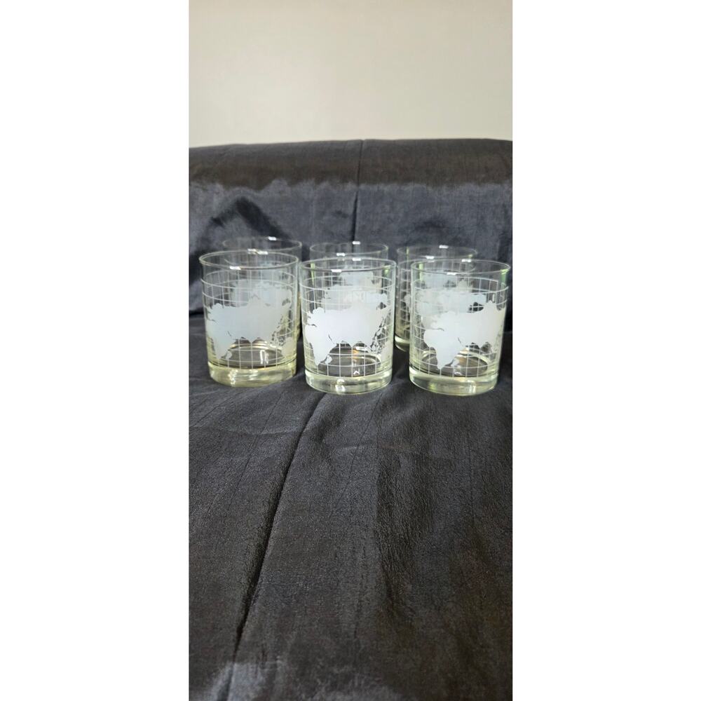 Vintage 4" Set of 6 Etched Whiskey Glasses